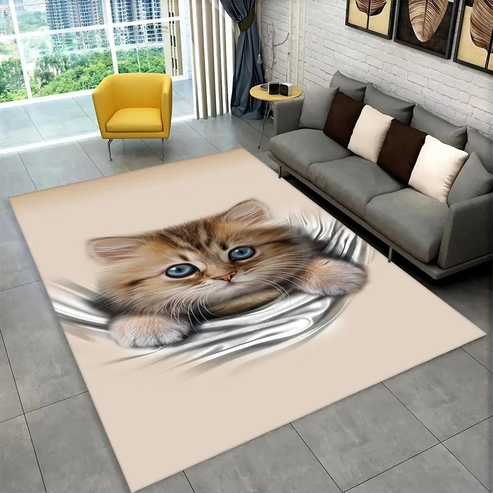 Kids Outdoor Kitchen Diy - Alfombra 3D con Diseño de Gato,