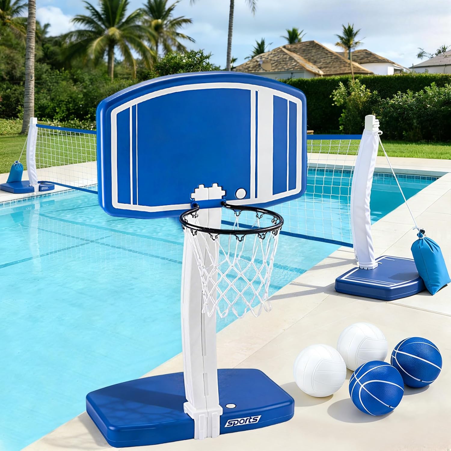 Kids Outdoor Volleyball Net - Aro de Baloncesto y Red de