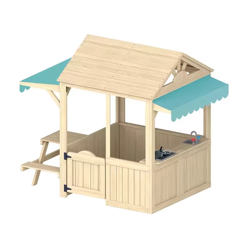 Kids Outdoor House With Kitchen - Casa de Juegos de Madera para