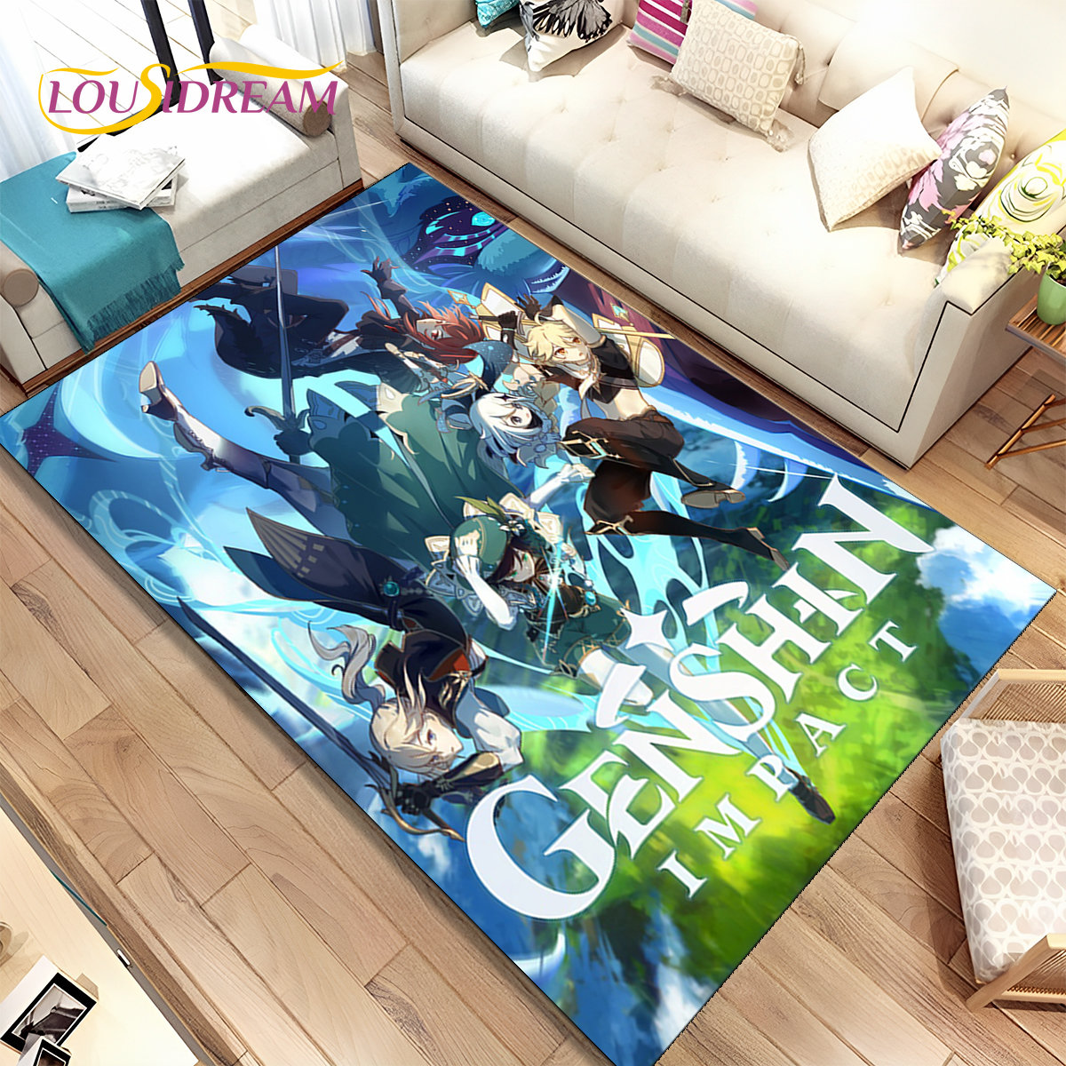 Genshin-alfombra de área de ju - Kids Outdoor Flooring reseña y precio