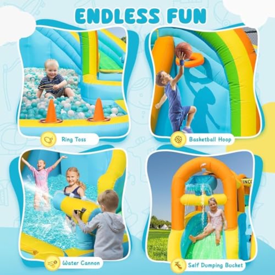 Parque acuático inflable para  - Kids Outdoor Basketball reseña y precio