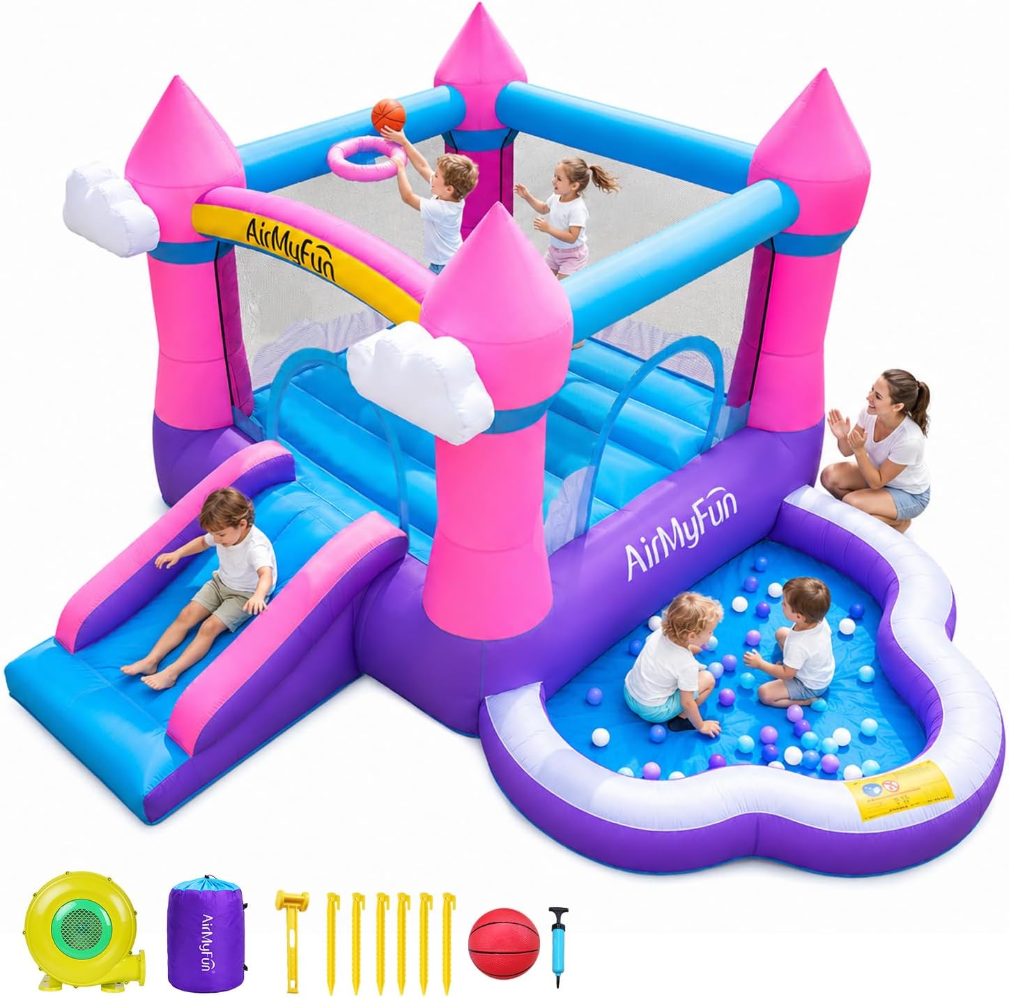 Castillo Inflable Rosa para Ni - Kids Outdoor Ball reseña y precio