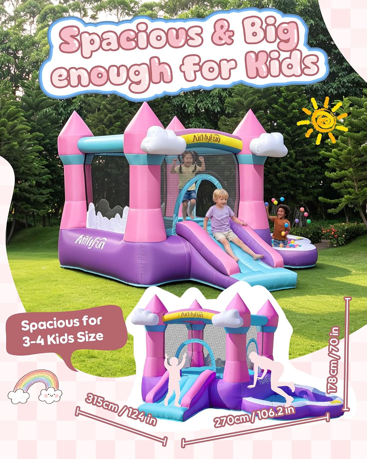 Castillo Inflable Rosa para Ni - Kids Outdoor Ball reseña y precio