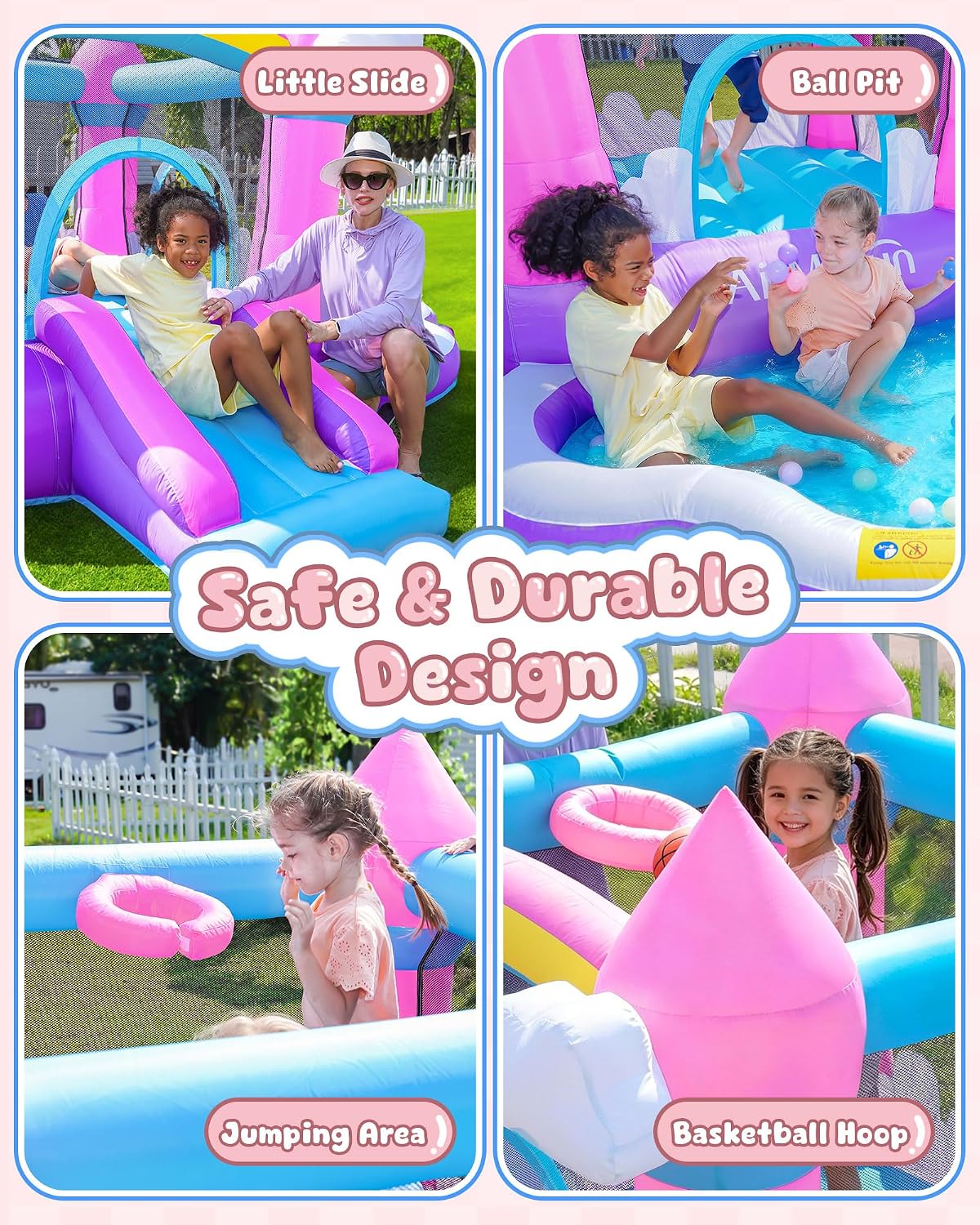 Castillo Inflable Rosa para Ni - Kids Outdoor Ball reseña y precio