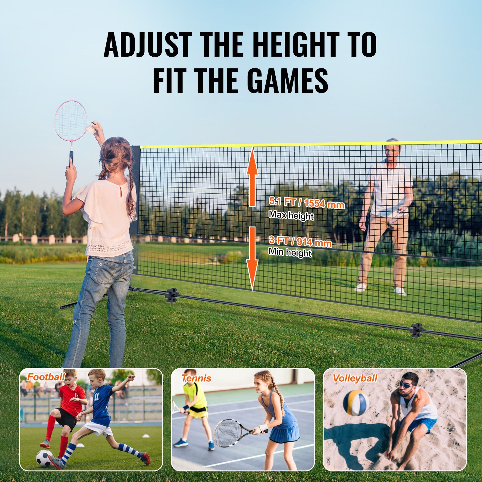 Red de bádminton, red de volei - Kids Outdoor Volleyball Net reseña y precio