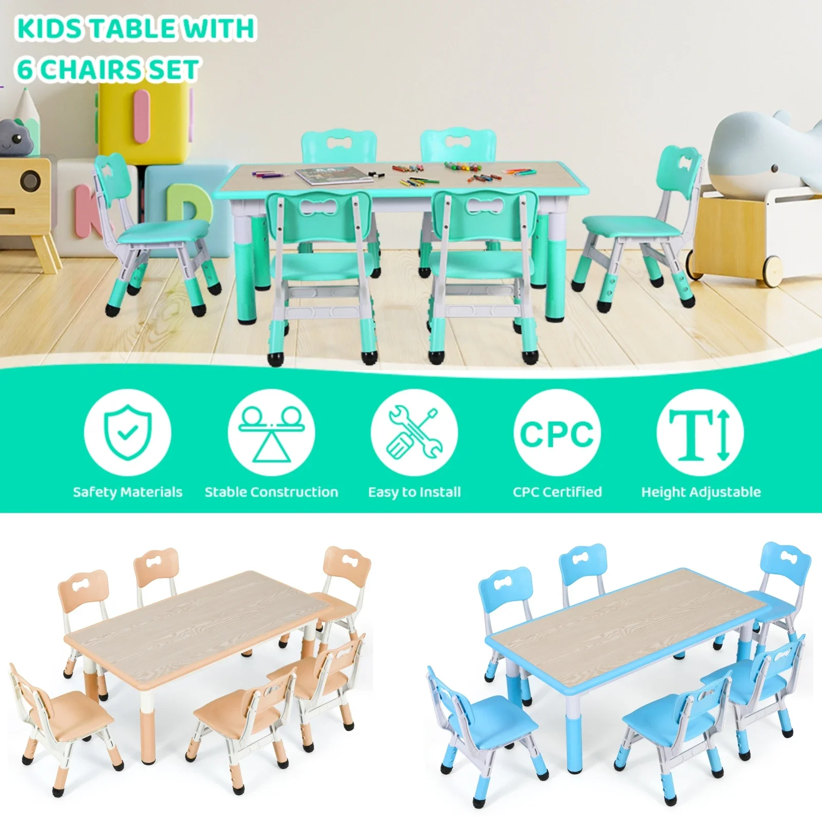 Juego de mesa y 6 sillas para  - Kids Outdoor Table And Chairs reseña y precio