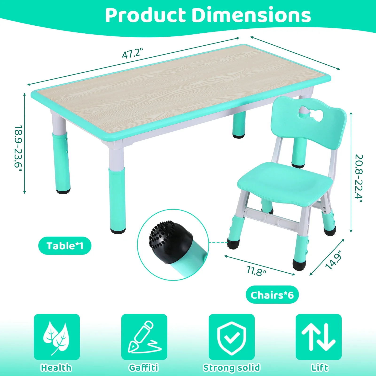 Juego de mesa y 6 sillas para  - Kids Outdoor Table And Chairs reseña y precio