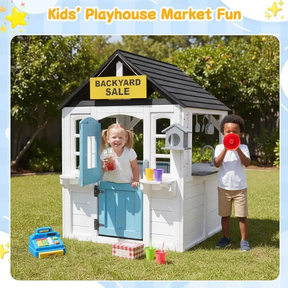 Casa de Juegos de Madera para  - Kids Outdoor House With Kitchen reseña y precio