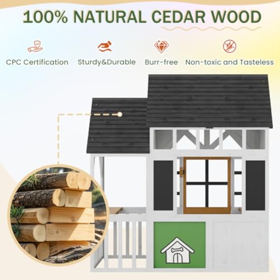 Casa de Juegos de Madera para  - Kids Outdoor House With Kitchen reseña y precio