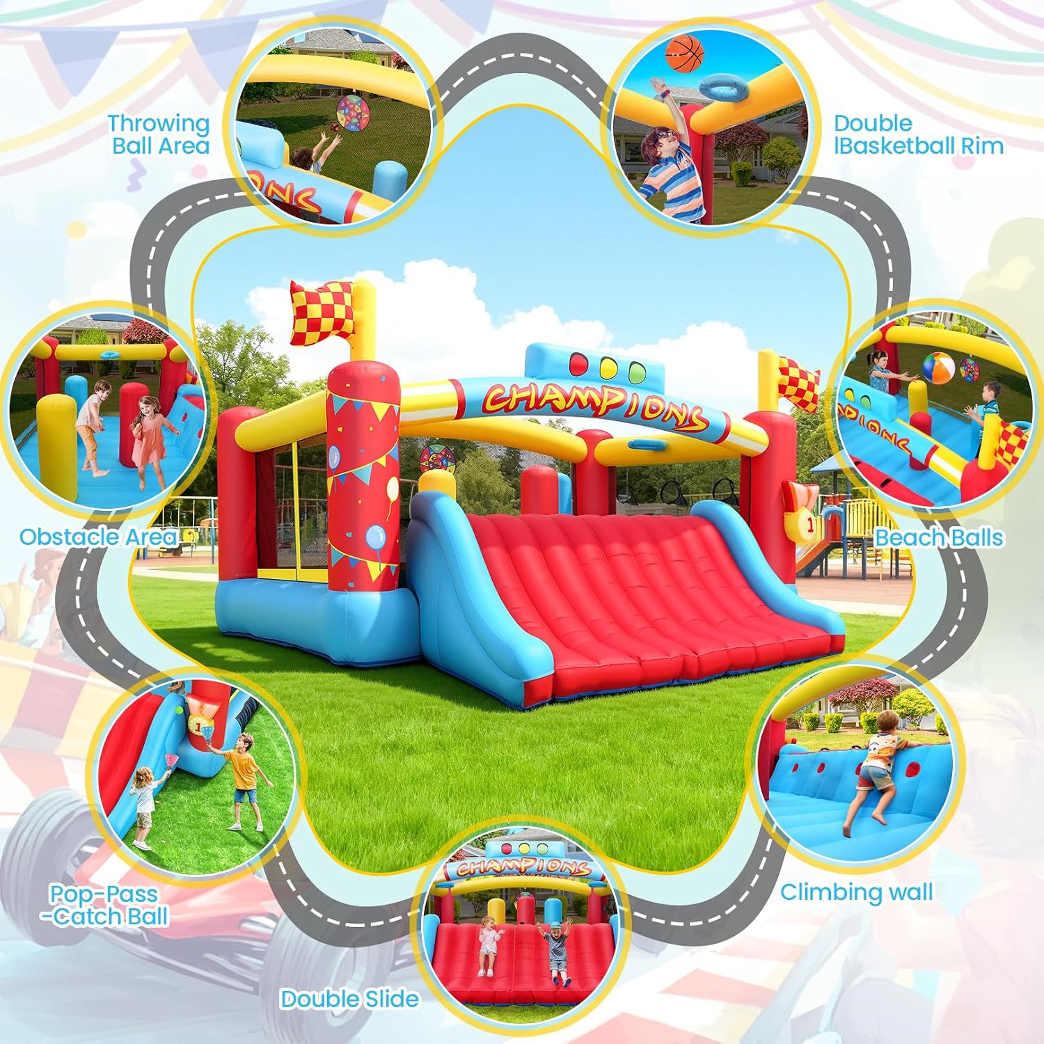 Gran Casa de Brinco Inflable p - Kids Outdoor Basketball reseña y precio
