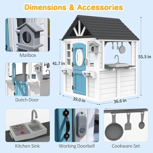 Casa de Juegos de Madera para  - Kids Outdoor House With Kitchen reseña y precio