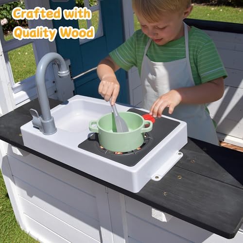 Casa de Juegos de Madera para  - Kids Outdoor House With Kitchen reseña y precio